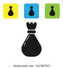 Black Garbage bag icon isolated on white background. Set icons colorful square buttons. Vector Illustration