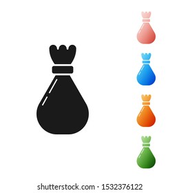 Black Garbage bag icon isolated on white background. Set icons colorful. Vector Illustration