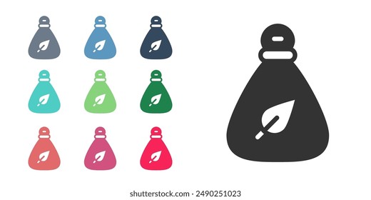 Black Garbage bag icon isolated on white background. Set icons colorful. Vector
