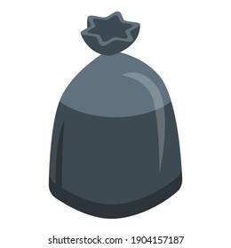 Black garbage bag icon. Isometric of black garbage bag vector icon for web design isolated on white background