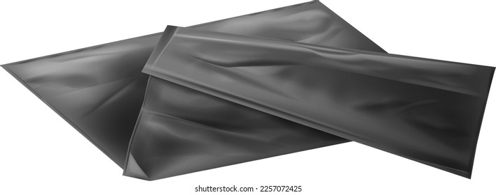 Black garbage bag mockup. Realsitic empty trash sack isolated on white background