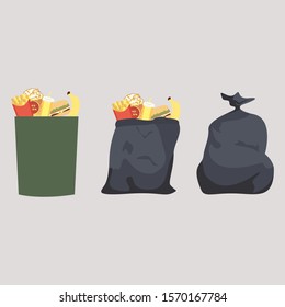 Black Garbage Bag Open. Sack Rubbish Trash Box