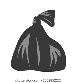 Black garbage bag. Vector simple color flat illustration.