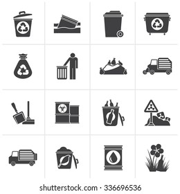 Black Garbage and rubbish icons - vector icon set