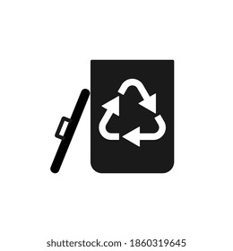 Black Garbage Trash Icon. Eco Bio concept, recycling. Flat design illustration