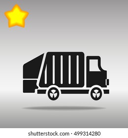 black garbage truck Icon button logo symbol concept high quality on the gray background svg
