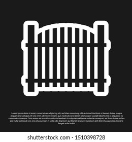 Black Garden fence wooden icon isolated on black background.  Vector Illustration