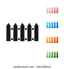 Black Garden fence wooden icon isolated on white background. Set icons colorful. Vector Illustration