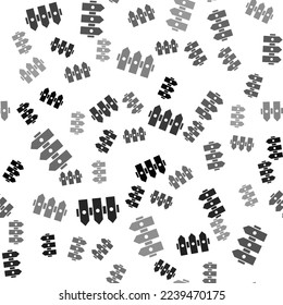 Black Garden fence wooden icon isolated seamless pattern on white background.  Vector Illustration