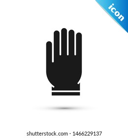 Black Garden gloves icon isolated on white background. Rubber gauntlets sign. Farming hand protection, gloves safety.  Vector Illustration