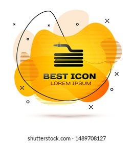 Black Garden hose or fire hose icon isolated on white background. Spray gun icon. Watering equipment. Fluid color banner. Vector Illustration Black Garden hose or fire hose icon isolated on white background. Spray gun icon. Watering equipment. Fluid color banner. Vector Illustration