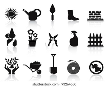 black garden icons set