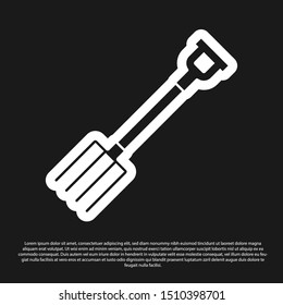 Black Garden pitchfork icon isolated on black background. Garden fork sign. Tool for horticulture, agriculture, farming.  Vector Illustration