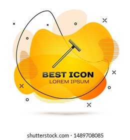 Black Garden rake icon isolated on white background. Tool for horticulture, agriculture, farming. Ground cultivator. Housekeeping equipment. Fluid color banner. Vector Illustration