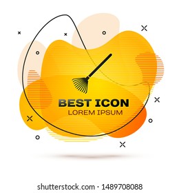 Black Garden rake for leaves icon isolated on white background. Tool for horticulture, agriculture, farming. Ground cultivator. Fluid color banner. Vector Illustration