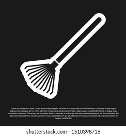 Black Garden rake for leaves icon isolated on black background. Tool for horticulture, agriculture, farming. Ground cultivator.  Vector Illustration