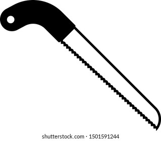 Black Garden saw icon isolated on white background.  Vector Illustration