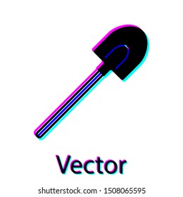 Black Garden shovel icon isolated on white background. Gardening tool. Tool for horticulture, agriculture, farming.  Vector Illustration