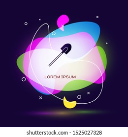 Black Garden shovel icon isolated on dark blue background. Gardening tool. Tool for horticulture, agriculture, farming. Abstract banner with liquid shapes. Vector Illustration