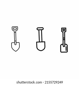 Black garden shovel, icon, vector.