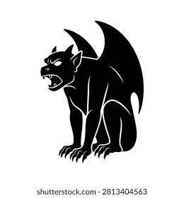 A black gargoyle creature with wings