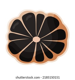 El ajo negro medio aislado sobre fondo blanco. Cocina asiática. Ingrediente vegetariano sabor oscuro. Icono para el diseño de embalaje, emblema producto natural. Ilustración del vector