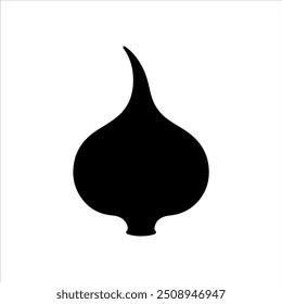 Diseño de Ilustración vectorial de silueta de ajo negro sobre fondo blanco.