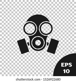 Black Gas mask icon isolated on transparent background. Respirator sign.  Vector Illustration