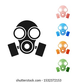 Black Gas mask icon isolated on white background. Respirator sign. Set icons colorful. Vector Illustration