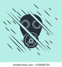 Black Gas mask icon isolated on green background. Respirator sign. Glitch style. Vector Illustration