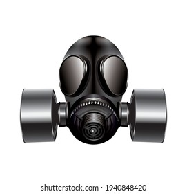 black gas mask on white background - vector