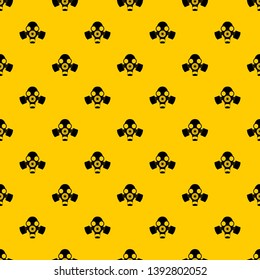Black gas mask pattern seamless vector repeat geometric yellow for any design
