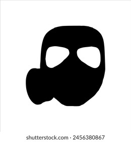 Black gas mask silhouette isolated on white background. Gas mask icon vector illustration.