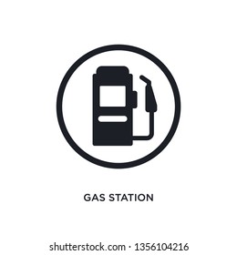 black gas station isolated vector icon. simple element illustration from traffic signs concept vector icons. gas station editable logo symbol design on white background. can be use for web and