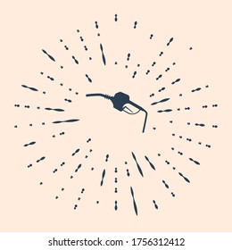 Icono de la boquilla de la bomba de Gasolina negra aislado en fondo beige. Estación de gasolina de la bomba de combustible. Signo de servicio de combustible. Icono de la gasolinera. Resumen de puntos aleatorios de círculo. Ilustración vectorial