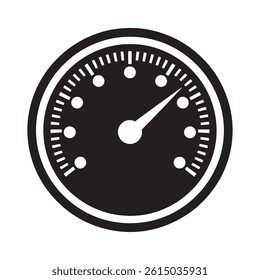 Black Gauge Dial Icon Vector Representing Speed, Performance, and Measurement for Digital Artwork Editable Illustration Isolated on a White Background