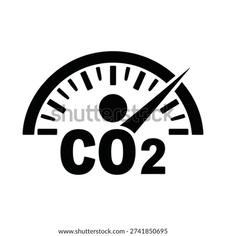 A black gauge displaying co2 indicating carbon dioxide levels or emissions
