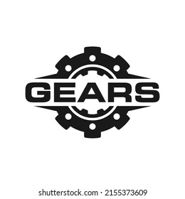 Schwarze Zahnräder Automobil-Vektorgrafik-Logo-Vorlage Illustration. Dieses Logo eignet sich für den Autohandel