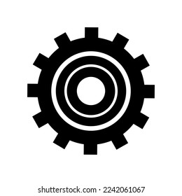 Black gear cogs engine machine with ball bearing icon on white background flat vector design.