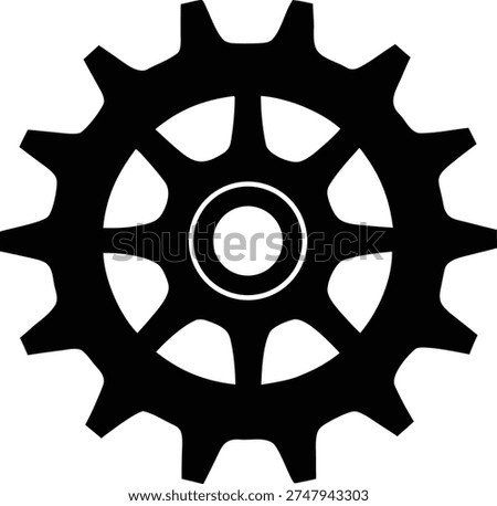 Black gear cogwheel icon settings symbol vector graphic.