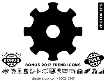 Black Gear icon with bonus 2017 trend elements. Vector illustration style is flat iconic symbols, white background.