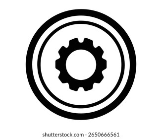 Black Gear Icon – Industrial Precision Symbol, Vector file.