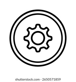 Black Gear Icon Inside Double Circle Outline wheel