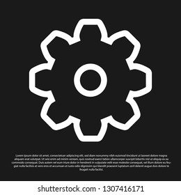 Black Gear icon isolated on black background. Cogwheel gear settings sign. Cog symbol. Vector Illustration