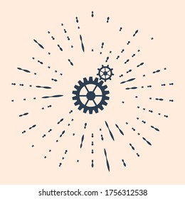 Black Gear icon isolated on beige background. Cogwheel gear settings sign. Cog symbol. Abstract circle random dots. Vector Illustration