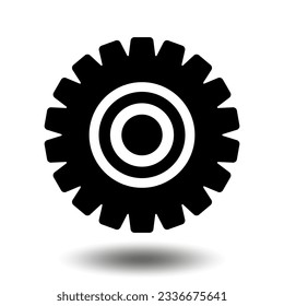 Black gear icon. Machine sprocket gear icon. Flat design. Vector cogwheel sign symbol on a white background.
