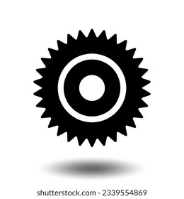 Black gear icon. Machine sprocket gear icon. Flat design. Vector cogwheel sign symbol on a white background.