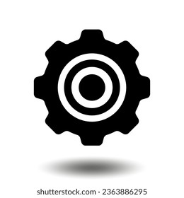 Icono de engranaje negro. Icono del piñón del piñón de la máquina. Diseño plano. Símbolo de signo de la rueda cognoscitiva vectorial en un fondo blanco.