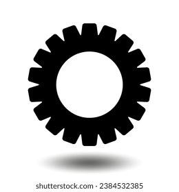Black gear icon. Machine sprocket gear icon. Flat design. Vector cogwheel sign symbol on a white background.