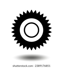 Black gear icon. Machine sprocket gear icon. Flat design. Vector cogwheel sign symbol on a white background.